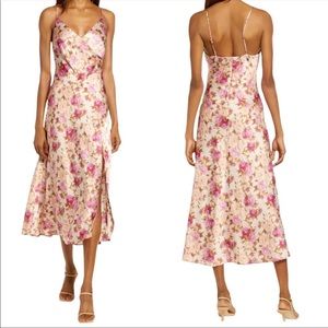 Floret Studios Floral Satin Slip Dress